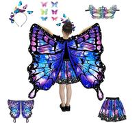Jiahuade Ali di Farfalla,Ali da Farfalla per Bambina,Costume farfalla Bambina Set,Mantello ali farfalle,Costume da Fata Farfalla,per Carnevale,Halloween,Festa a Tema