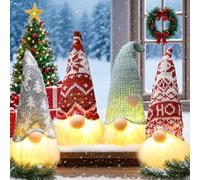Jiahuade Gnomo a LED, 4 pezzi, decorazione natalizia con luce a LED, gnomo di Natale, decorazione natalizia con illuminato, regalo di Natale per bambini, decorazione natalizia