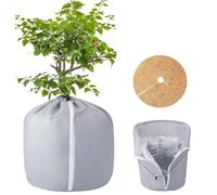 Jiahuade Sacchetti Antigelo per Piante in Vaso 50x45cm, con Disco in Feltro di Cocco Ø 43cm,Protezioni Termiche per Vasi, con Coulisse e Cerniera,Protezione Invernale per Piante Vaso (Grigio)