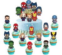 Jiahuade Supereroi, decorazione per torte di compleanno, 1 unità, carta, colorata, per bambini, per muffin, cupcake, macedonie, adatta per decorazioni di compleanni dei bambini