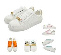 JIAJIA 8834A Scarpe da Sposa Personalizzate Sneakers Piatte da Sposa Scarpe da Tennis per Sposa Colore Avorio, Taglia 40 EU