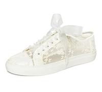 JIAJIA 8835 Scarpe da Sposa Scarpe da Ginnastica Appartamenti Sposa Tennis Scarpe Pizzo Scarpe da Ginnastica Colore Avorio, Taglia 42 EU