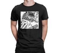JIAJIAHONG Men's T-Shirt My Cute Cat Tomie Junji Ito Vintage Cotton Tees Short Sleeve Manga T Shirt Crewneck Tops Arrival Black Size S