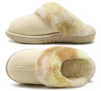 jiajiale Pantofole Donne Delle Accogliente Caldo Fluff Slipper Per Inverno Slip On Cuscino Morbido Memory Foam Scarpe Casa Con Suola In Gomma Dura Indoor Outdoor Beige EU43