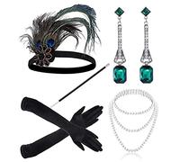 JIAJIAYI 1920s Set di accessori Costume,Set di accessori per pinna anni 20, anni 20 costumi accessori, accessori Great Gatsby da donna, per feste a tema, set di fantasia Charleston (Green)