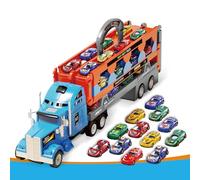Jiakora Trasporto Truck auto giocattolo per ragazzi a partire dai 3 4 5 6 anni, pieghevole, 140 cm, con funzione di scatto, incl. 12 auto da corsa in metallo leggero, regalo giocattolo per bambini