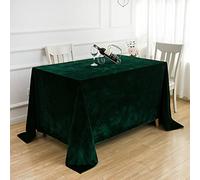 JIALIANG Tovaglia in velluto - Tovaglia in poliestere con motivo floreale jacquard, anti-fuoriuscite e anti-pieghe, morbida, decorazione per tavolo da cucina, verde scuro, 180 x 280 cm