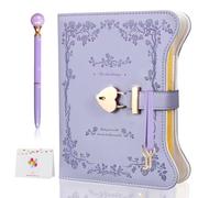 JIALILI Diario con lucchetto per ragazze e donne, diario da 360 pagine con lucchetto e chiavi, penna e confezione regalo, idee regalo per compleanno, Natale, set di graziosi diari per ragazze dagli 8
