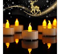 Jialine Confezione da 24 lumini a batteria, realistici, a batteria, senza fiamma, a LED, tremolanti, 200 ore in giallo caldo, per matrimoni, San Valentino, Halloween, Natale