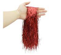 Jiamaohua 2000 Fili di Tinsel Rosso per Albero di Natale, Tinsel per Albero di Natale, Ghirlanda di Ghiaccioli, Foglio di Tinsel Metallico Rosso per Decorazioni di Natale, Festività, Compleanno