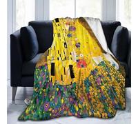 JIAMELUCK Gustav Klimt Il bacio Stampa artistica Coperta in flanella Morbida e resistente Coperta da tiro per poltrona Divano letto Copriletto da campeggio 200x250 cm