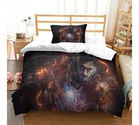 JIAMELUCK Set Di Biancheria Da Letto Con Stampa 3D Iron Man Set Copripiumino Tony Stark Per Ragazzi E Ragazze, Morbida Microfibra, Con Federe, Cerniera Nascosta, Anti-acaro Single（135x200cm）