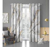JIAMELUCK Tenda per Finestra Stampa Marmo Stile Nordico Oro Bianco Tende Oscuranti per Camera da Letto Tenda Tende 140x260cmx2 (LxA)