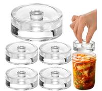 JIAMIAN 5PCS Pesi Di Fermentazione, Pesi Di Vetro, Pietra Pesante Di Fermentazione a Bocca Larga Con Manico, Pietra Di Fermentazione a Bocca Larga Della Tazza Mason, Adatto Per Sigillare Kimchi