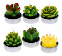 JIAMIAN 6 Pezzi Candele di Cactus Tea Light Fatto a Mano Delicato Succulento, Verde Carino Mini Piante Grasse Profumate per Decorazione Casa Regalo