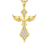 jiamiaoi Ciondolo Croce Donna Collana con Croce d'oro Collana Donna Croce, Collana con Ciondolo Croce Argento Donna Croce Ciondolo Collana con Ali d'oro Croce Gioiello per Donne Ragazze