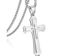 jiamiaoi Collana Con Croce Da Uomo Collana Con Croce In Argento E Acciaio Inossidabile Per Uomo Femme Catena da 22 Pollici