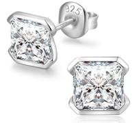 Jiamiaoi Orecchini 18k Oro Bianco Placcata Orecchini 925 Argento Sterlina Zirconi Simulato Diamante Brillanti Ipoallergenici per Donna Uomo