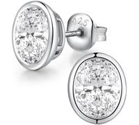 Jiamiaoi Orecchini 18k Oro Bianco Placcata Orecchini 925 Argento Sterlina Zirconi Simulato Diamante Brillanti Ipoallergenici per Donna Uomo