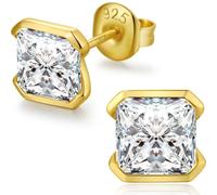 Jiamiaoi Orecchini 18k Oro Bianco Placcata Orecchini 925 Argento Sterlina Zirconi Simulato Diamante Brillanti Ipoallergenici per Donna Uomo