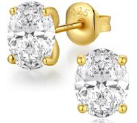 Jiamiaoi Orecchini 18k Oro Bianco Placcata Orecchini 925 Argento Sterlina Zirconi Simulato Diamante Brillanti Ipoallergenici per Donna Uomo