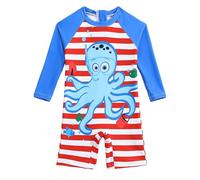 JiAmy Costume da bagno per bambini/ragazze UPF50+ per bambini protezione UV polpo muta, Colore: rosso, 18- 24 mesi