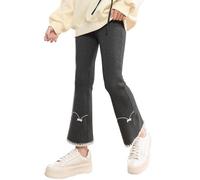 JiAmy Leggings svasati foderati in pile, caldi e spessi, per bambine dai 3 ai 12 anni, Grigio scuro, 3-4 Anni