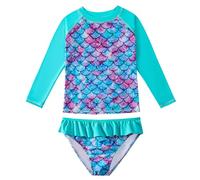 JiAmy Ragazze Costume da Bagno Bambini Due Pezzi Manica Lunga Costumi da Bagno Costumi da Bagno UV Protezione Solare Costume da Bagno Set per 6-7 Anni