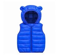JiAmy Smanicato Bambino e Bambina, Gilet Imbottito con Cappuccio Orecchie da Orso, Giubbotto Senza Manica BambiniBlu3-4 Anni