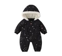 JiAmy Tuta da Neve per Bambini, Tuta Invernale per Neonati Bambini, Strampler per Neonati per 0-24 Mesi, Nero , 3-6 Monate