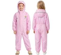 JiAmy Tuta Impermeabile Bambina e Bambino Intera, Impermeabile Bambina con Cappuccio e Strisce Riflettenti, Abbigliamento Antipioggia per Scuola e Gioco Rosa per 4-5 Anni