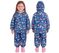JiAmy Tuta Impermeabile Bambino e Bambina (2 Pezzi), Set Pioggia con Giacca e Pantaloni, Impermeabile Bambino con Cappuccio Trasparente & Bande Riflettenti per Scuola e Asilo 1-2 Anni