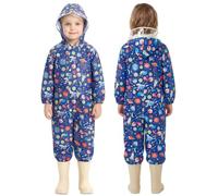 JiAmy Tuta Impermeabile Bambino e Bambina Intera, Tuta Pioggia Leggera con Cappuccio Trasparente, Impermeabile Bambino Antivento per Scuola, Asilo e Fango 7-10 Anni