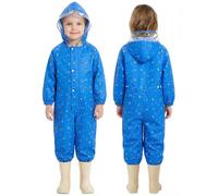 JiAmy Tuta Impermeabile Bambino e Bambina Intera, Tuta Pioggia Leggera con Cappuccio Trasparente, Impermeabile Bambino Antivento per Scuola, Asilo e Fango 3-5 Anni