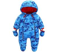 JiAmy Tutina invernale con cappuccio per neonati, con guanti, scarpine in cotone, 3-36 mesi, A, 2-3 anni