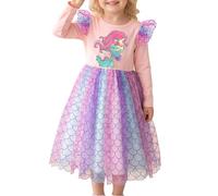 JiAmy Vestito Bambina Manica Lunga con Volant di Tulle Vestito Compleanno Scollo Tondo Maglia Costa Motivo Sirena Natale Matrimonio Festa per 2-7 Anni