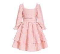 JiAmy Vestito da bambina con spalline sottili e punto smock prendisole estivo casual da spiaggia abiti midi per adolescenti abito da ballo per 7-12 anni, rosa, 7-8 Anni