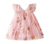 JiAmy Vestito da bambina con tutù in tulle con farfalle, senza maniche, per matrimoni, feste di compleanno, vestiti da principessa, per bambine dai 6 mesi ai 5 anni, rosa, 6-12 Mesi