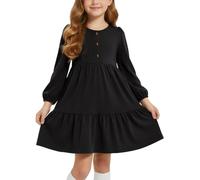 JiAmy Vestito da bambina in cotone, per la scuola, casual, linea ad A, con | 69