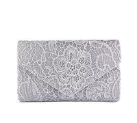 JIAN YA NA Donna Frizione della Borsa della Borsa Elegante Pizzo Floreale del Sacchetto di Sera di Disegno della Busta per la Cerimonia Nuziale del Partito di Cocktail Argento