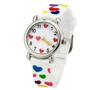 Jian Ya Na Grazioso orologio da polso per bambini, con cinturino in silicone, rotondo, digitale, al quarzo, per ragazze e ragazzi (bianco (3D cuore pesca))