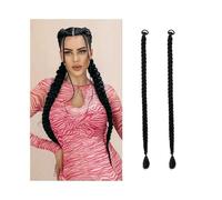 JIANBOHAIRS 2 Pezzi Di Extension For Capelli Sintetici Intrecciati Con Elastico, Trecce, Naturali Donne, Accessori For Da Indossare Tutti I Giorni Daily Wear(Dark brown,85cm)