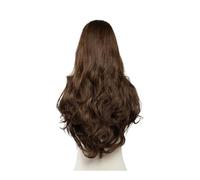 JIANBOHAIRS 24 inch Parrucche Sintetiche Ondulate Con Parte For Donne, Clip In Extension, Parrucca Invisibile Mezza Finta for Thinning Hair(Ginger Brown)