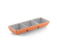 JIANBOHAIRS 3 Grids Matte Sauce Dish Seasoning Dish Soy Sauce Vinegar Dishes Appetizer Plate Sushi Plate for Seasoning, Appetizer, Vinegar, Ketchup(Orange)
