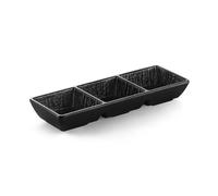 JIANBOHAIRS 3 Grids Matte Sauce Dish Seasoning Dish Soy Sauce Vinegar Dishes Appetizer Plate Sushi Plate for Seasoning, Appetizer, Vinegar, Ketchup(Black)