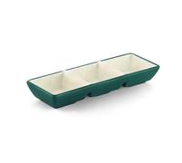 JIANBOHAIRS 3 Grids Matte Sauce Dish Seasoning Dish Soy Sauce Vinegar Dishes Appetizer Plate Sushi Plate for Seasoning, Appetizer, Vinegar, Ketchup(Green)