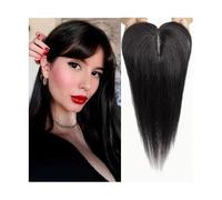JIANBOHAIRS 4"x5.5" Toppers for capelli umani Remy Parrucche con frangia Clip di base in seta Pezzi nell'estensione dei capelli Topper for capelli for donna for Thinning Hair(Natural Black)