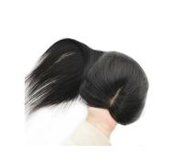 JIANBOHAIRS Capelli da donna, 6 pollici, colore nero naturale, 130 densità, base in seta, parte centrale, per clip, lisci, per un uso quotidiano sottile per capelli sottili (12 x 14 cm)