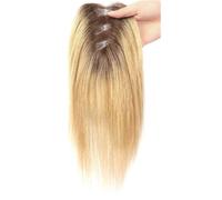 JIANBOHAIRS Capelli da donna da 10 pollici, senza frangia, capelli sintetici lisci come la seta, 4,3 x 3,2 pollici, base in pizzo per capelli Thinning (Ombre Brown Dark Blonde)