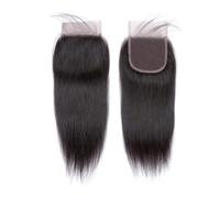JIANBOHAIRS Chiusura in pizzo HD 5x5 con capelli umani lisci, capelli Remy frontali trasparenti pre-pizzicati, nero naturale, densità 150 for Thinning Hair(18inch)